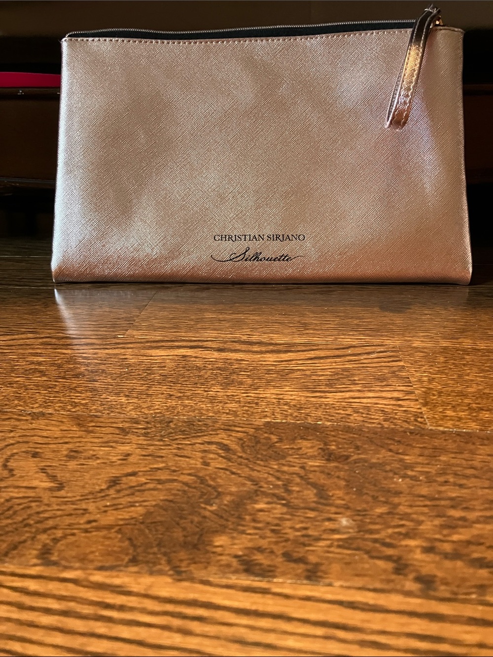Christian Siriano Metallic Rose Gold Cosmetic Pouch w FREE gift
